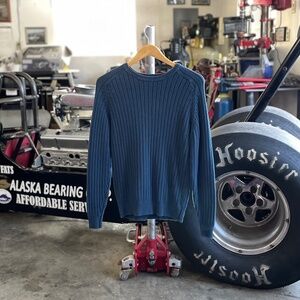 Oscar De La Renta 100% Cotton Blue Sweater